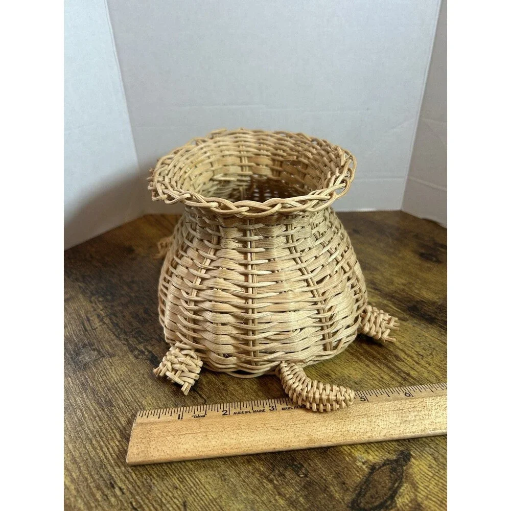Vintage Turtle Shaped Basket Lightweight Decorative Storage Bowl 10” Long